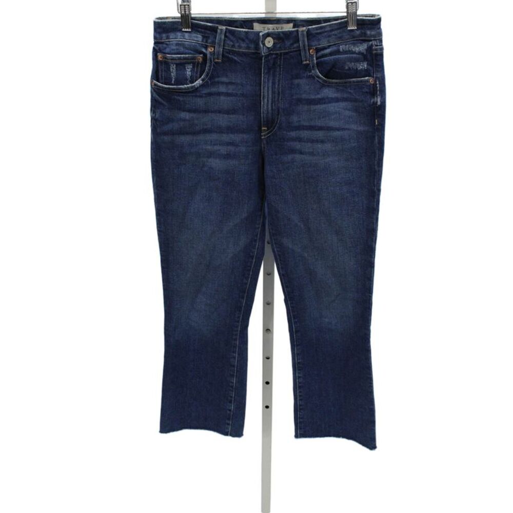 Trave Womens Cropped Jeans Blue High Rise Cotton Button Closure Size 29